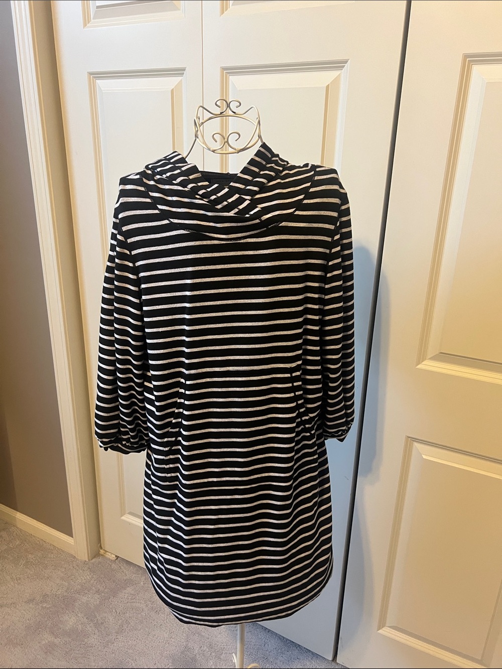 Max Studio Striped Black & White Cowl Neck Women's Tunic / Dress